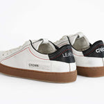Men's ORIGINAL LC06 Low-top in Retro White Leather offers a retro inspired design as shown from the back view.