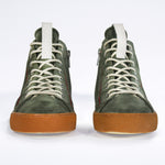 Men's ORIGINAL LC17 High-top Khaki Suede Sneaker, with signature red stitching and natural rubber sole.