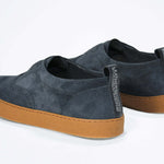 Men's SLIP ON Moccasin Sneaker in Navy Suede for men shown from the back. Offering a casual style for men.
