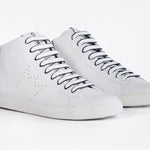 Women's High-top EARTH sneaker in white leather featuring a clean design and comfortable rubber sole.