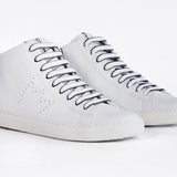Women's High-top EARTH sneaker in white leather featuring a clean design and comfortable rubber sole.