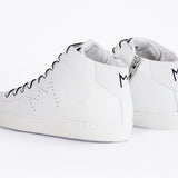 Women's High-top EARTH sneaker in white leather featuring a sleek design and internal zip for easy wear.