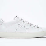 Men's Low-top PURE sneaker in White Leather side view showcasing smooth full-grain leather and minimalist design.