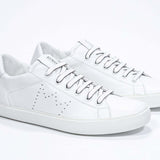 Men's Low-top PURE sneaker in White Leather showcasing smooth full-grain Italian leather craftsmanship.
