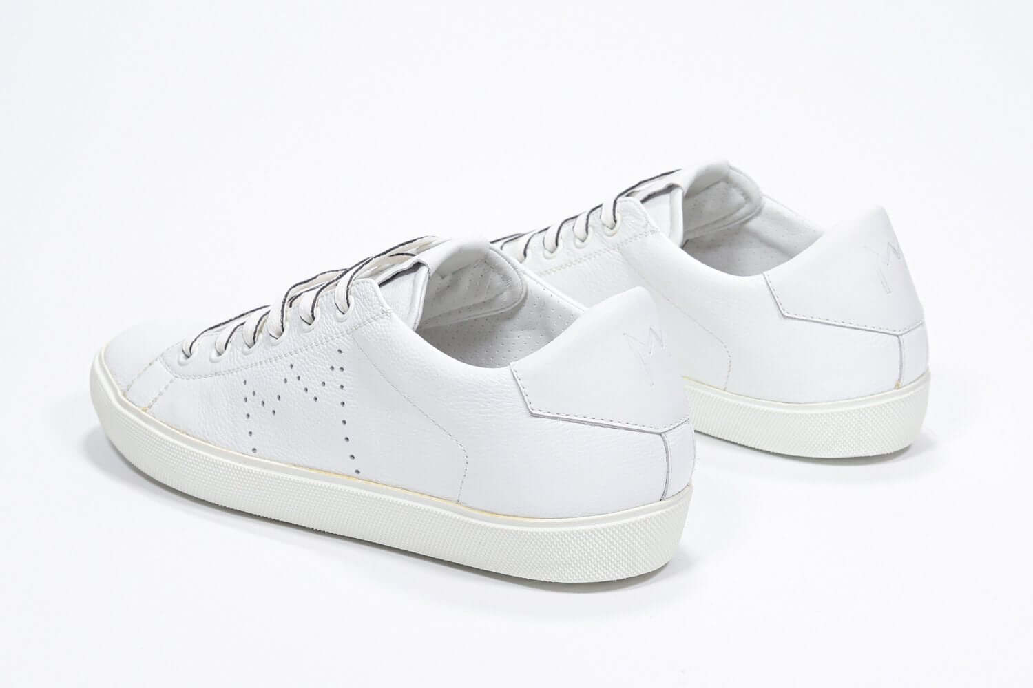 Men's Low-top PURE sneaker in White Leather showcasing sleek design and comfortable cushioning from behind.
