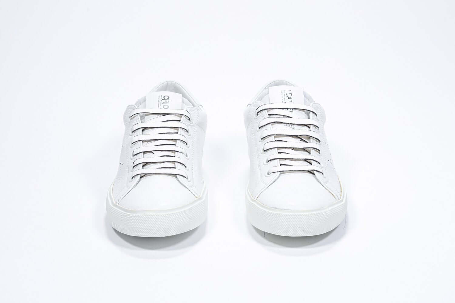 Men's Low-top PURE sneaker in White Leather displayed from the front on a white background.
