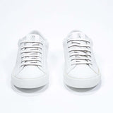 Men's Low-top PURE sneaker in White Leather displayed from the front on a white background.