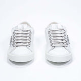  Women's Low-top STUDLIGHT in White Leather and Silver Studs sneakers, from the front view.